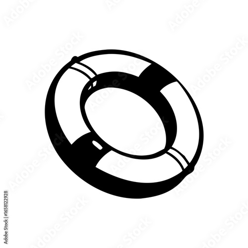 Ring buoy icon with doodle outline style, lifesaver rescue flotation safety device, swimming water sea emergency life saving illustration with transparent background