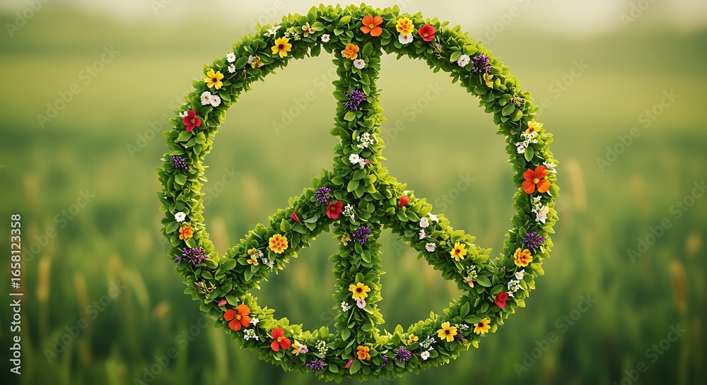 Obraz premium Floral Peace Symbol in Nature