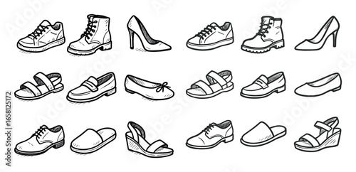 Hand-Drawn Footwear Grid