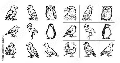 Bird Icons Grid