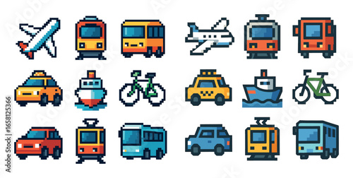 Pixel Transport Icons