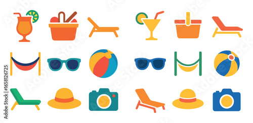 Colorful Leisure Icon Grid