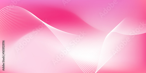 Abstract pink gradient background with shining lines waves. Minimalist background for banner, poster, cover, brochure, flyer, website
