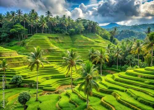 lush green rice fields in Bali terraced hills