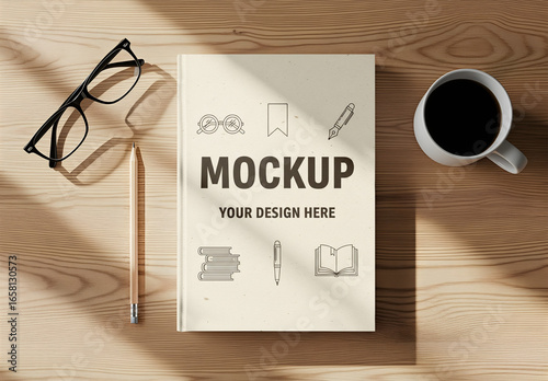 Book Cover on Wooden Desk