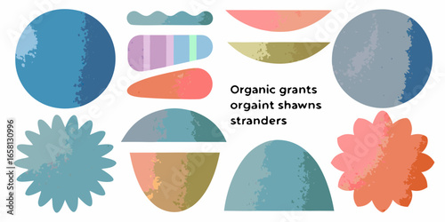 Abstract Organic Shapes with Textured Grunge Effect in Pastel Colors form