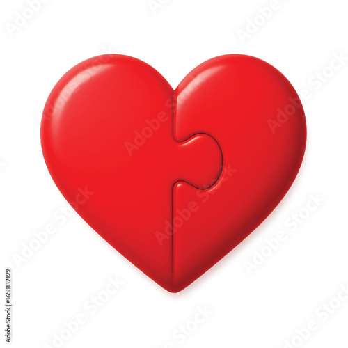 Red heart puzzle symbolizing love connection, compatibility, and emotional bonding concept