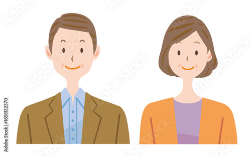 中高年夫婦のイラスト　50代　60代
