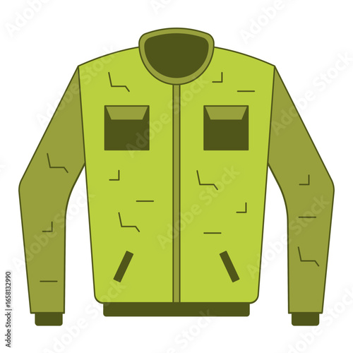 Simple Flat Design Green Jacket Fashion Clothing Winter Apparel Icon