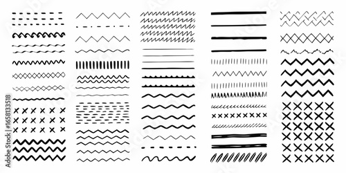 Hand Drawn Black And White Doodle Lines And Patterns vector illustration