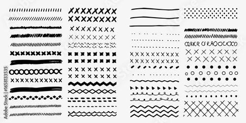 Hand Drawn Black And White Doodle Lines And Shapes patterns