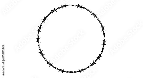 Barbed wire circle frame design for decoration and borders