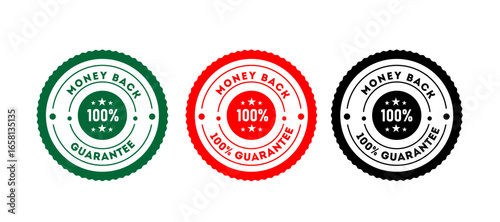 Money Back Guarantee Badge 3 Set Vector Design Isolated on White Background