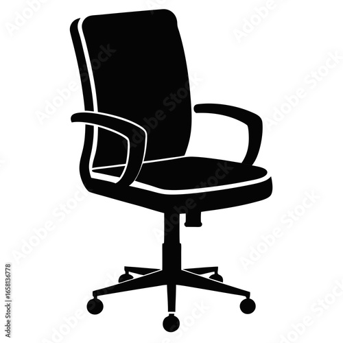 wooden office chair silhouette black design this white background