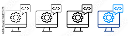 Web Development Icon Different Style Outline Collection Set