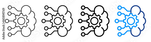 Deep Learning Icon Different Style Outline Collection Set