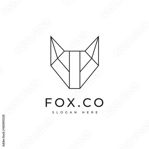 Fox head line minimal logo design vector