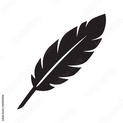 feather silhouette vector icon on white background