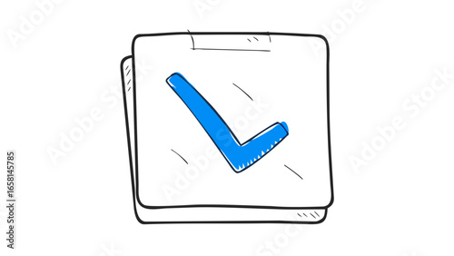 Hand drawn blue check mark on a clipboard