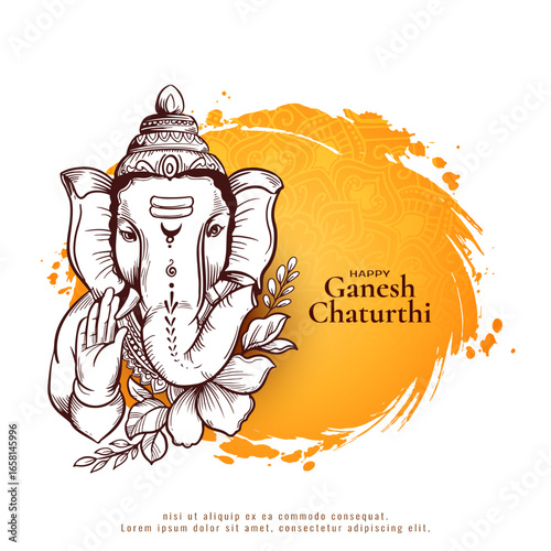 Happy Ganesh Chaturthi Indian cultural festival celebration greeting card