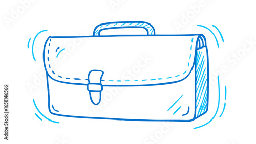 Simple blue line drawing of a briefcase