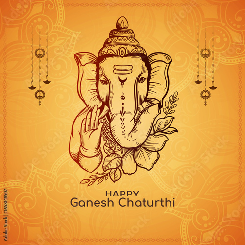 Happy Ganesh Chaturthi Indian cultural festival celebration greeting card