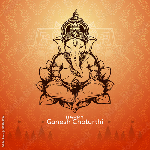 Happy Ganesh Chaturthi Indian cultural festival celebration greeting card
