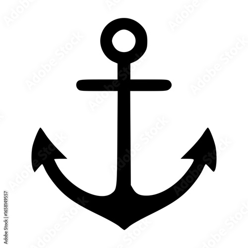 Anchor Vector Icon: Nautical Maritime Silhouette Design