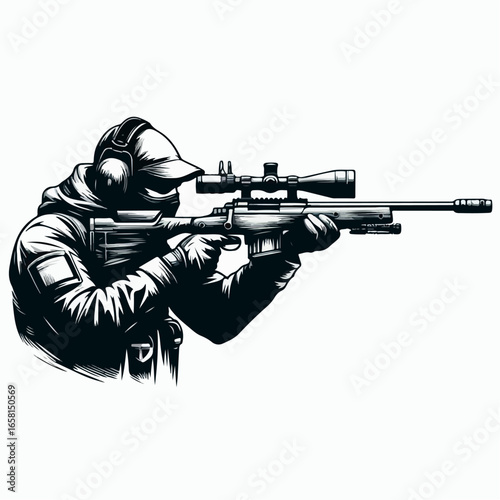 vector illustration of sniper