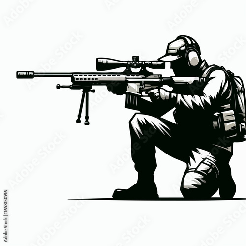 premium vector illustration silhouette of sniper