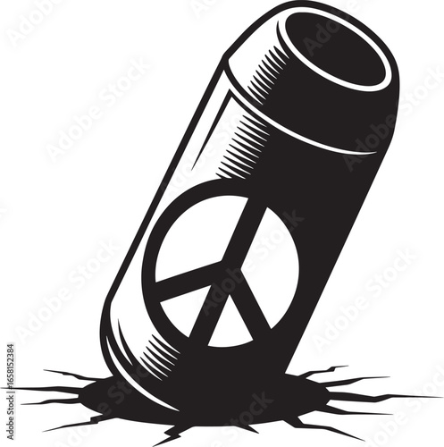 Cracked Bullet with Peace Symbol on Transparent Background Symbolizing Broken Peace Efforts