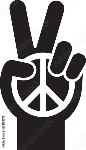 Peace Symbol Hand Gesture Representing Harmony, Unity, and Nonviolence Vector Graphic
