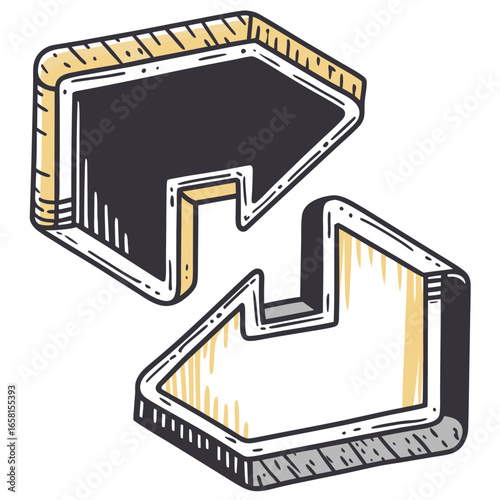 Hand-drawn curved arrows in black and white style  