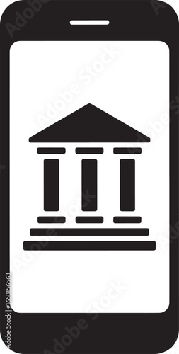 Smartphone Displaying a Building Icon Symbolizing Mobile Banking and Financial Technology