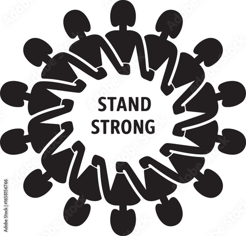 United Community Circle Standing Strong Together for Support and Solidarity Illustration
