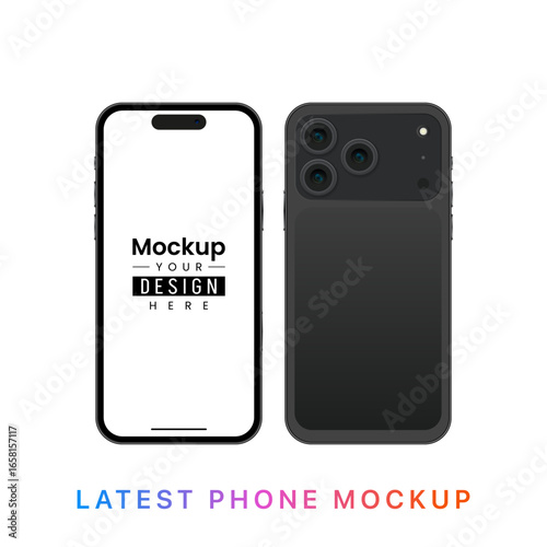 Latest iPhone Black Smartphone Mockup with Mobile Screen Template on Isolated Background