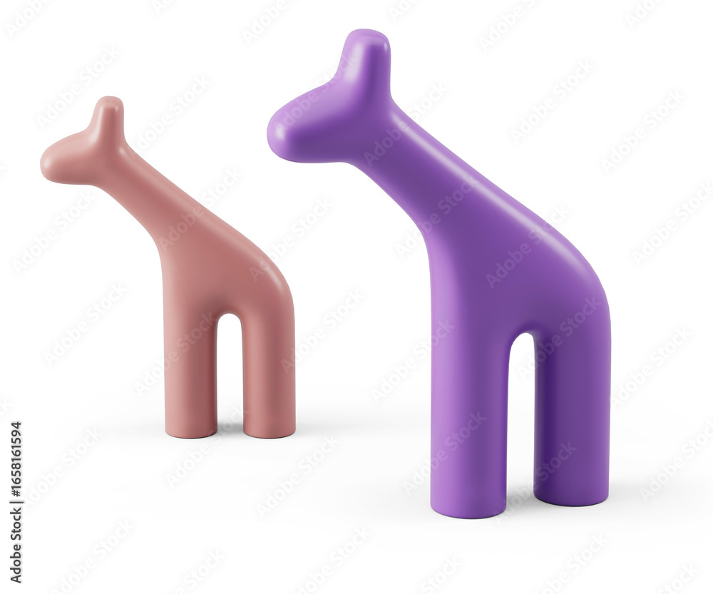 Fototapeta premium Abstract giraffe doll. Child toy. Isolated on white background. 3D rendering