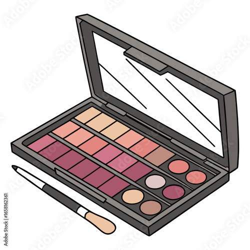 Makeup palette with brush illustration