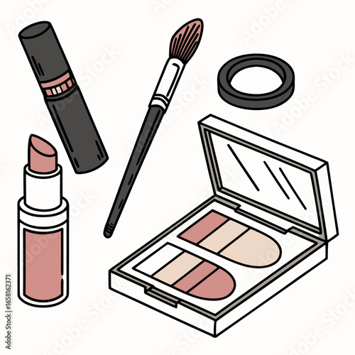 Cosmetic set illustration with makeup tools