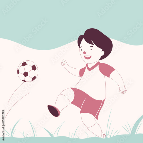 Boy Kicking a Soccer Ball