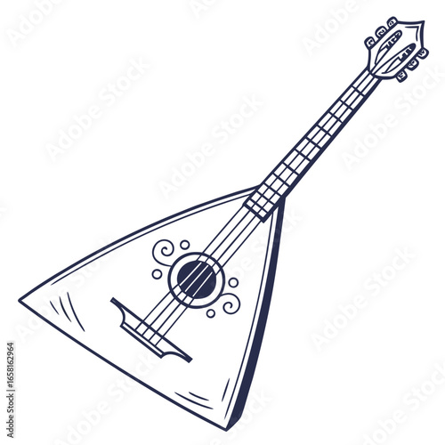 Hand-drawn Balalaika Folk Instrument
