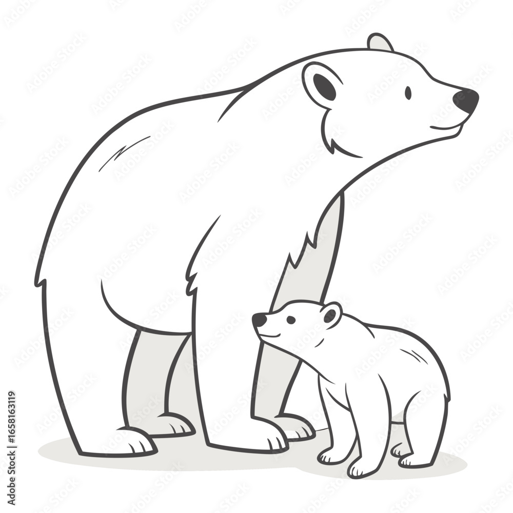 Fototapeta premium Polar Bear Family Illustration
