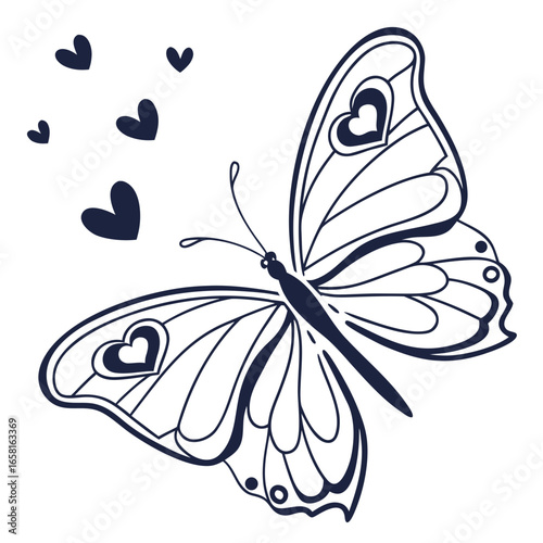 Lovely Butterfly with Hearts Design