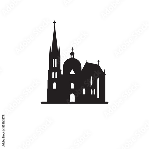 Aachen Cathedral Germany Silhouette Vector