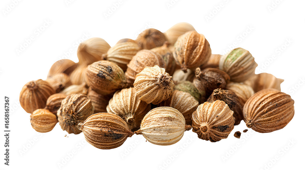 Pile of dried coriander seeds isolated on transparent background Pile of dried coriander seeds isolated on transparent background
