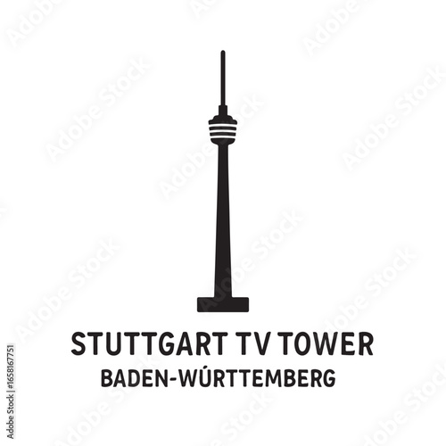 Stuttgart TV Tower Germany Silhouette Vector