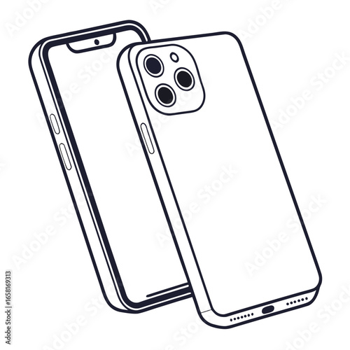 Modern Smartphone Line Art Icon Set