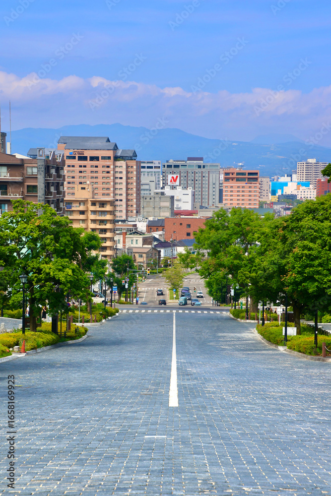Naklejka premium 函館の坂道・二十間坂(北海道・函館市)