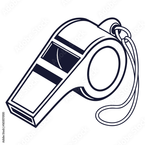 Referee whistle with lanyard line art