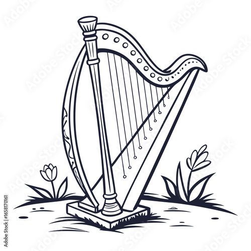 Harp in Springtime Meadow